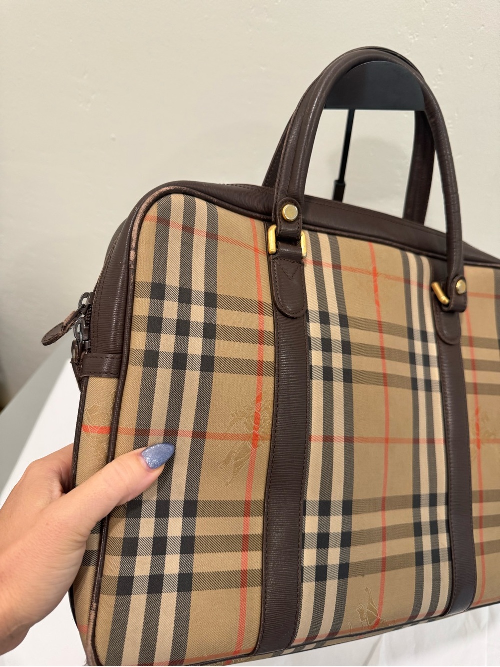 Burberry Beige and Brown Check top handle - Picture 3 of 5